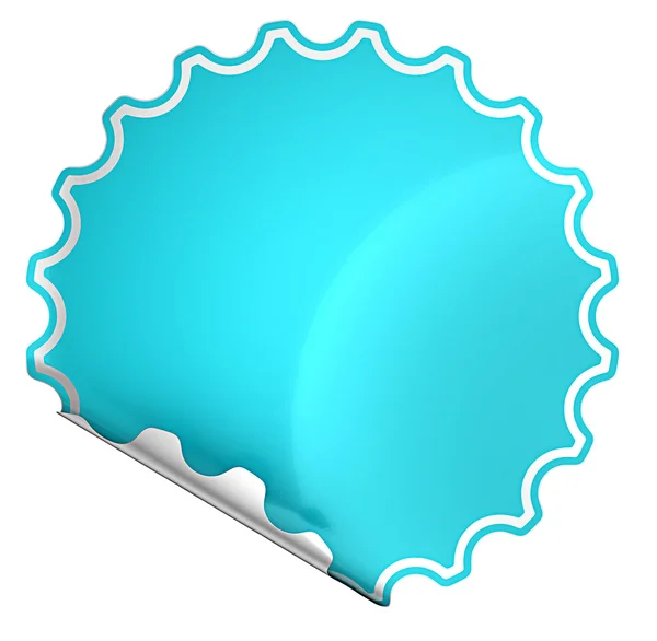 Gięte niebieski okrągły nalepka lub etykieta — Zdjęcie stockowe