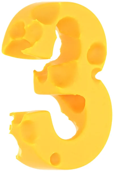 Cheeze lettertype 3 nummer geïsoleerd op wit — Stockfoto