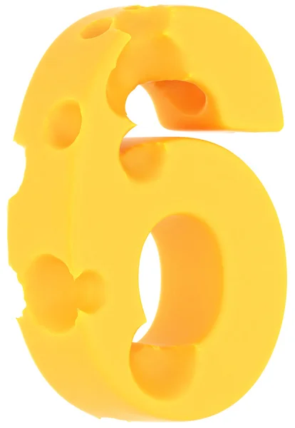 Cheeze γραμματοσειρά 6 αριθμός απομονωθεί σε λευκό — Φωτογραφία Αρχείου