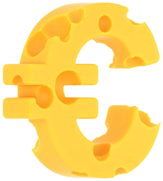 Cheeze czcionki znak waluty euro na białym tle — Zdjęcie stockowe