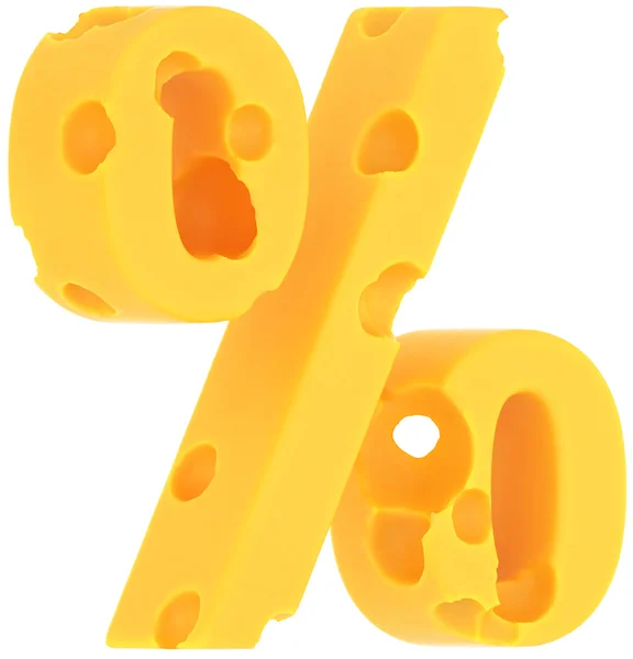 Käseschriftart Prozentsymbol isoliert — Stockfoto