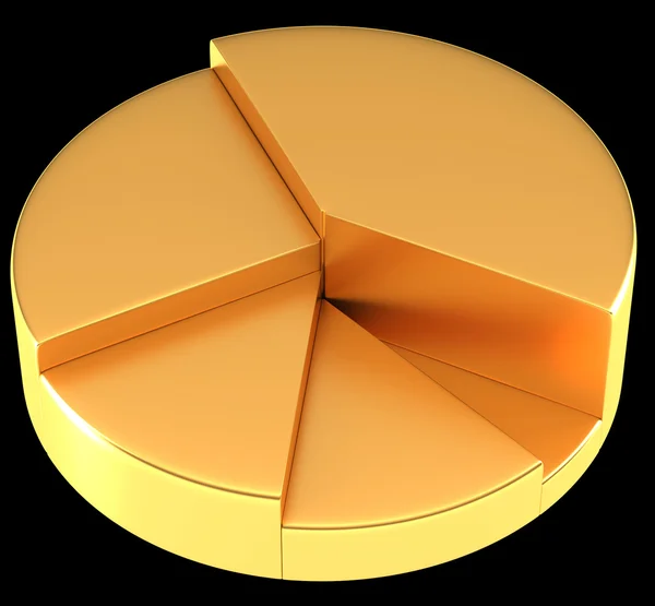 Glossy golden pie chart or circular graph — Stock Photo, Image