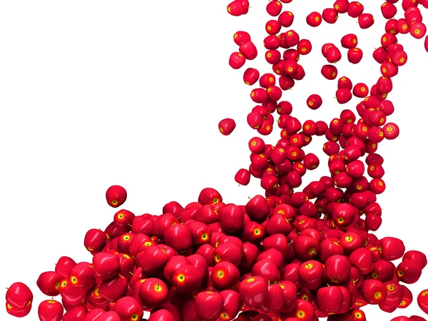 Colheita: Fluxo de maçã vermelha madura isolado — Fotografia de Stock