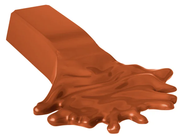 Barra de chocolate derretido isolado em branco — Fotografia de Stock