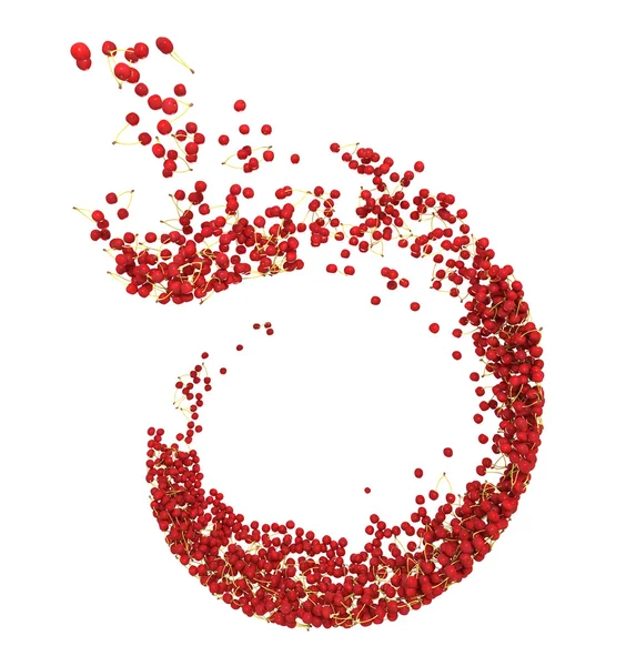 Fluxo de cereja vermelha isolado em branco — Fotografia de Stock