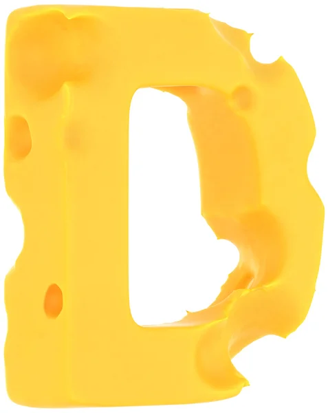Cheeze letra D letra isolada em branco — Fotografia de Stock