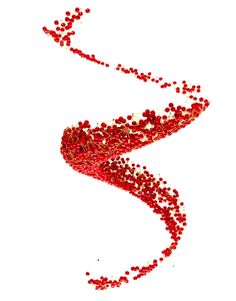 Cultivo de frutas: Fluxo de cereja vermelha isolado em branco — Fotografia de Stock
