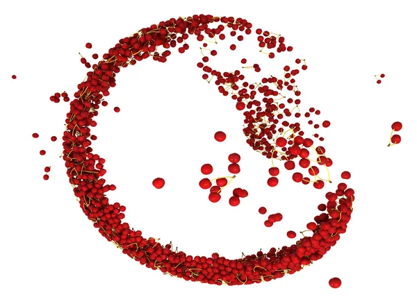 Słodka czerwona wiśnia przepływu na białym tle — Zdjęcie stockowe