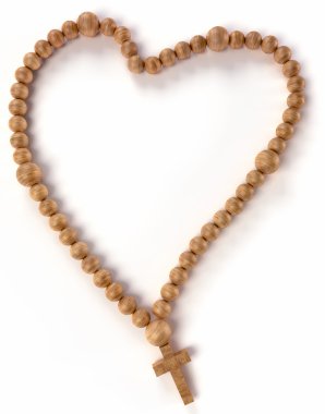 Chaplet or rosary beads heart shape clipart