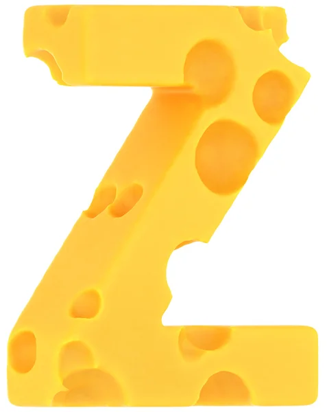 Cheeze letra Z letra isolada em branco — Fotografia de Stock