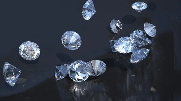 Grande gruppo di diamanti rotolamento — Foto Stock