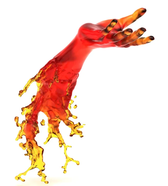 Jemandem eine helfende Hand geben: rote Flüssigkeit — Stockfoto