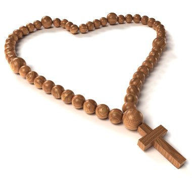Rosary beads heart shape on white clipart