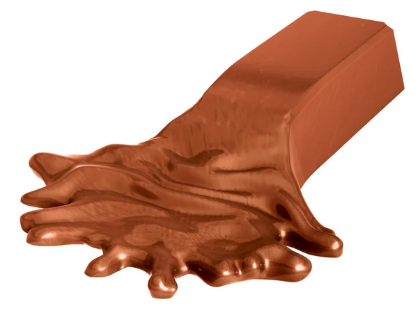 Barra de chocolate derretido aislada en blanco — Foto de Stock