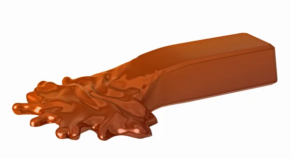 Barra de chocolate doce derretendo isolado — Fotografia de Stock