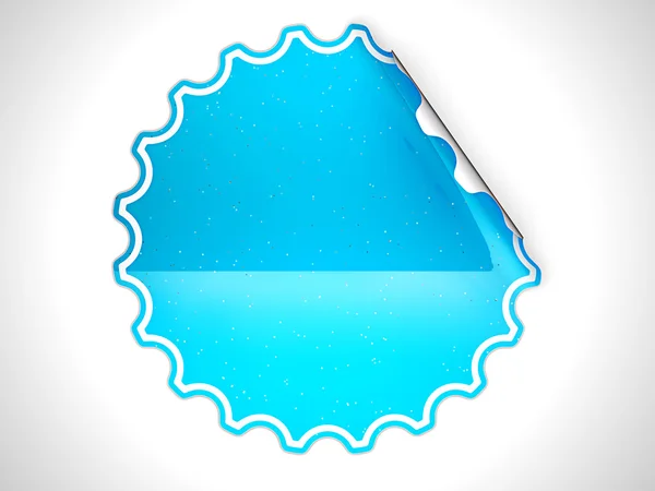 Adesivo rotondo blu piegato o etichetta con macchie — Foto Stock