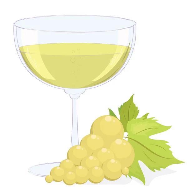 Glass of wine and a brush of grapes — Stock Vector