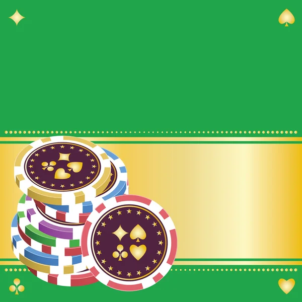 Pila de fichas de juego en un fondo verde.eps8 — Vector de stock