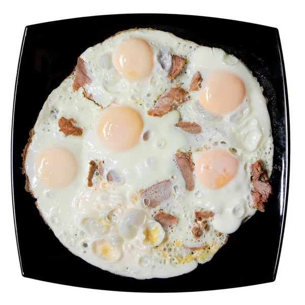 stock image Fried eggs with meat