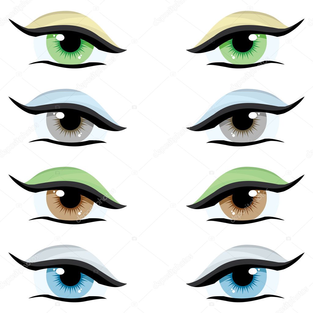 Vector set. Eyes of different colors