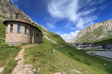 Chapel in Pordoi pass clipart