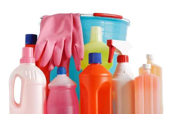 Bucket and detergents — Stock Photo, Image