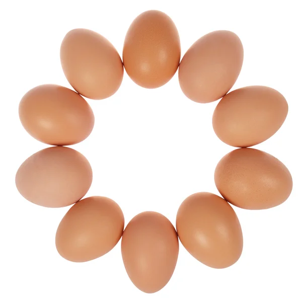 Ten eggs in circle — Stock Photo, Image