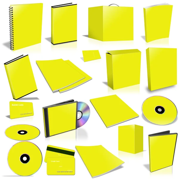 Stock image Yellow 3d blank cover collection