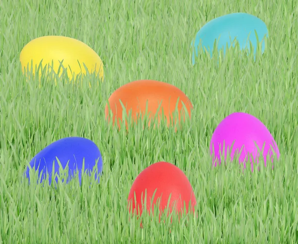 ไข่อีสเตอร์บนหญ้าสีเขียว — ภาพถ่ายสต็อก