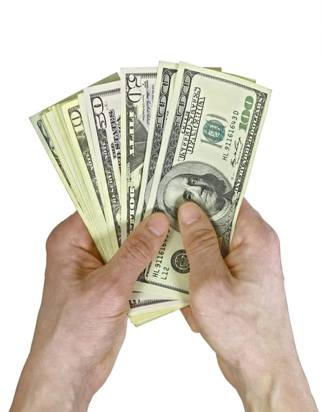 Почтовые руки держат доллары — стоковое фото