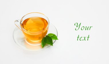 Tea in cup with leaf mint clipart