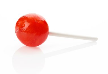 Red lollipop on white clipart