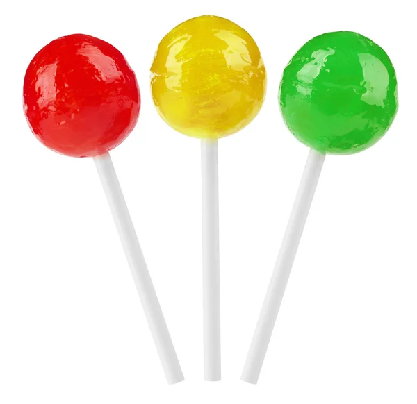 红色、 黄色和绿色棒棒糖 — 图库照片
