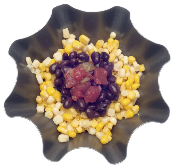 Kukuřice, černé fazole a rajčaty — Stock fotografie