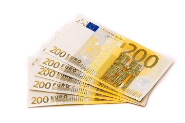 Euro banknotes isolated on white background clipart