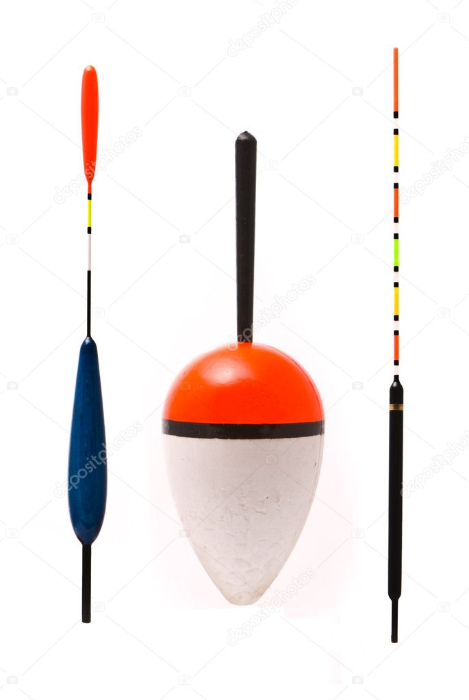 Fishing floats on a white background.
