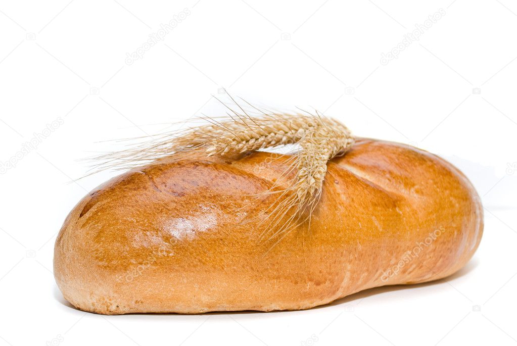 Long loaf on a white background.