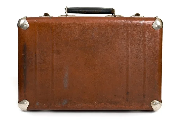 Gamla resväska isolerad på en vit bakgrund — Stockfoto