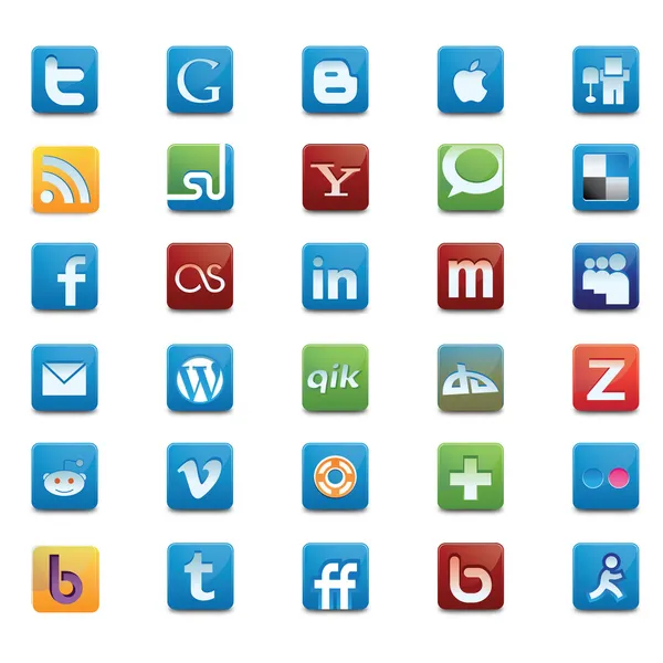 Ícones de mídia social — Vetor de Stock