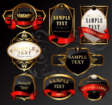 Vector set: black gold labels clipart