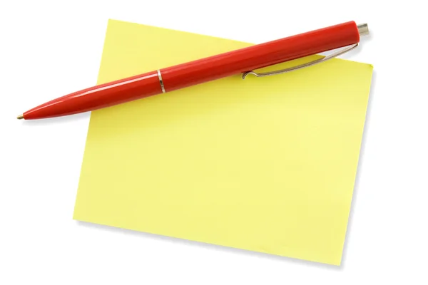 Κόκκινο στυλό και κίτρινο τιμολόγιο — Φωτογραφία Αρχείου