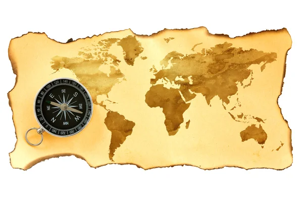 Alte Karte und Kompass — Stockfoto