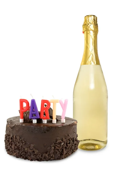 Champagne y torta de fiesta —  Fotos de Stock