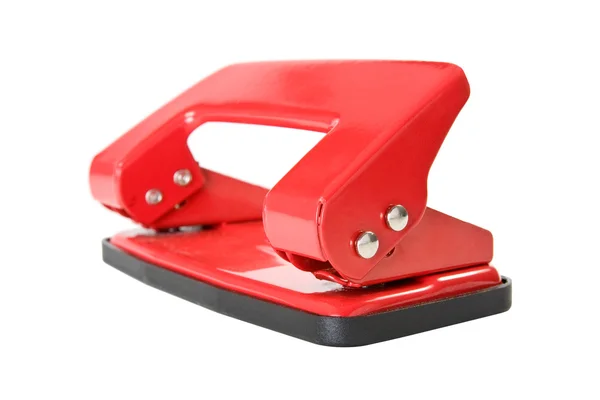Roter Büropapierlocher — Stockfoto