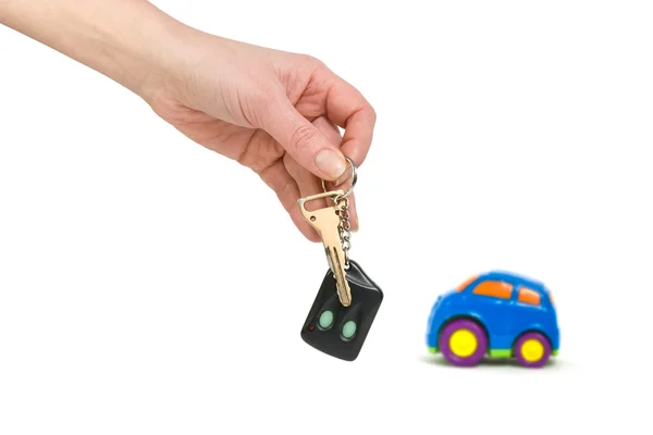 Mano con chiavi e auto — Foto Stock