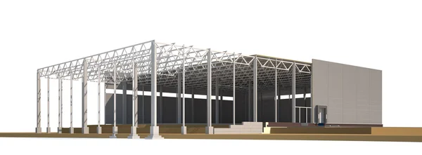 Modello di architettura magazzino che mostra la struttura dell'edificio — Foto Stock