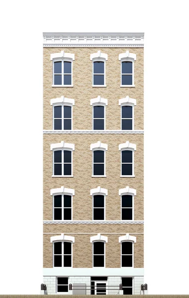 Здание просматривается спереди на белом фоне — стоковое фото