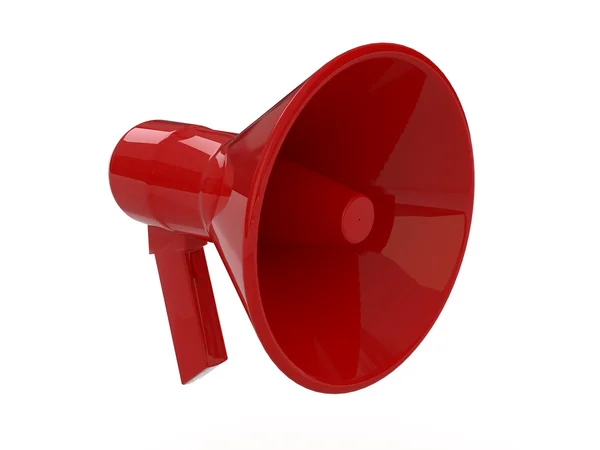 Red megaphone isolated on white background. — Stock Photo, Image