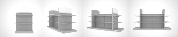 Set of shop shelves isolated on white background — Stock Photo, Image