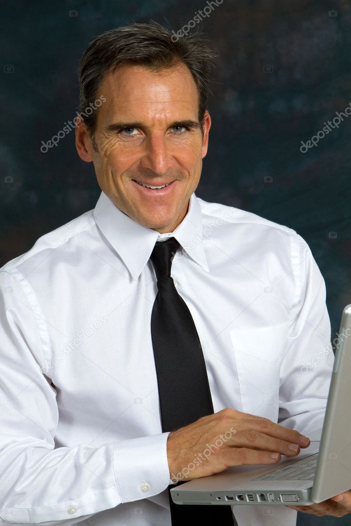 Happy Businessman Computer